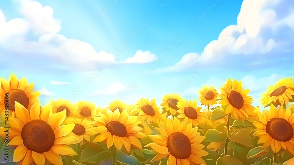 Fototapeta premium A field of yellow sunflowers