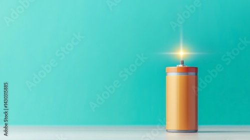 Obraz na płótnie Peak Energy Solutions with Advanced Battery Storage Technology, A glowing battery on a plain background symbolizing energy and power. w salonie