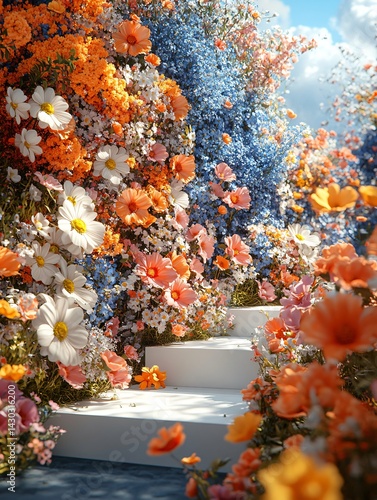 Wallpaper Mural podium and flower abstract background. Geometric shape in pastel colors. Torontodigital.ca