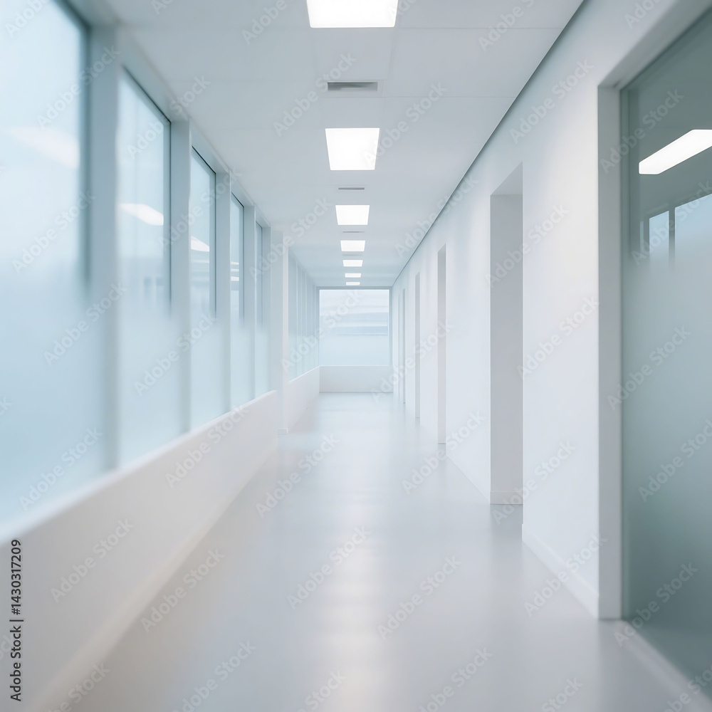 Fototapeta premium bright interior, blurred hallway, modern office space