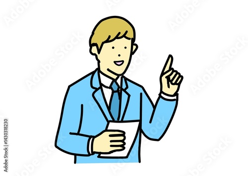 Businessman in Suit Explaining Illustration