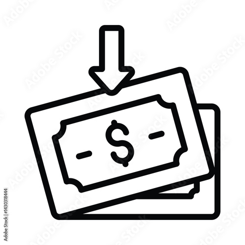 Receive Salary Vector outline icon. Eps10 file 