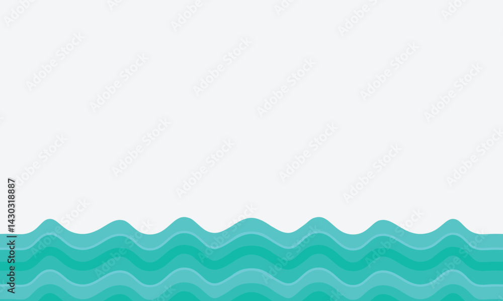 Fototapeta premium turquoise wave vector with blank area on white horizontal background