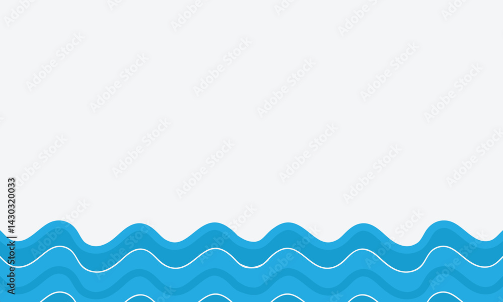 Fototapeta premium blue wave vector with blank area on white horizontal background