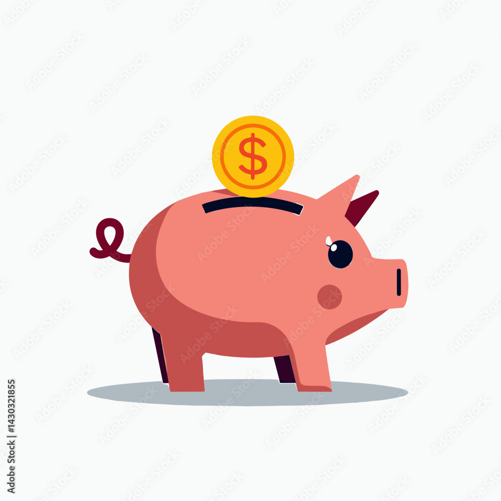 Obraz premium cartoon piggy bank with coin symbol