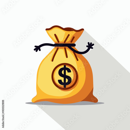 cartoon money bag with  dollar sign