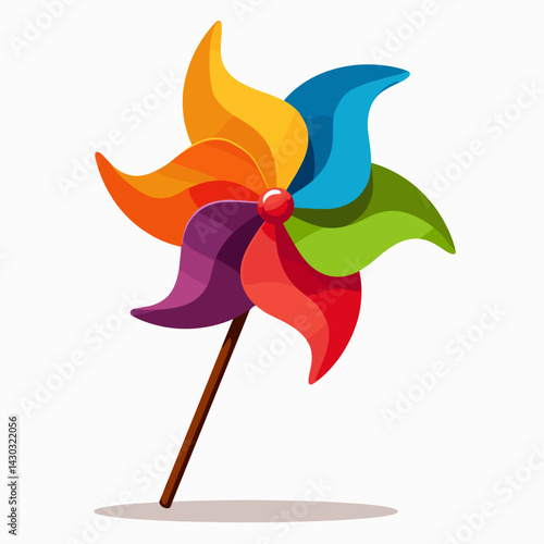 vibrant colorful windmill toy with stick