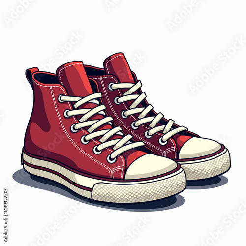 red high top sneakers with white laces