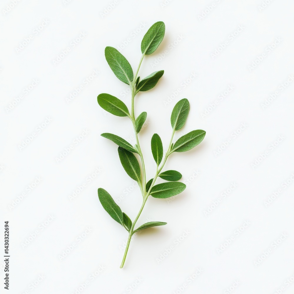 Naklejka premium Green leaves on white background