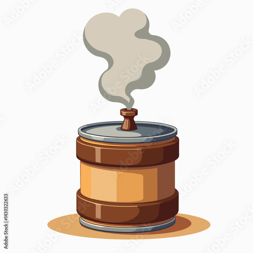 vintage brown barrel with steam escape