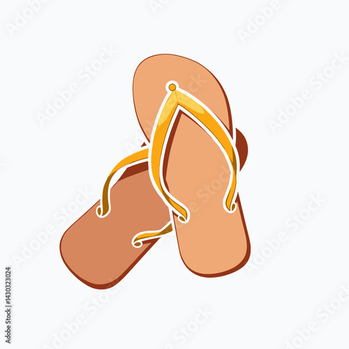 brown flip flops on white background