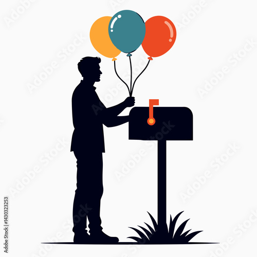 colorful balloons in mailbox  celebration concept