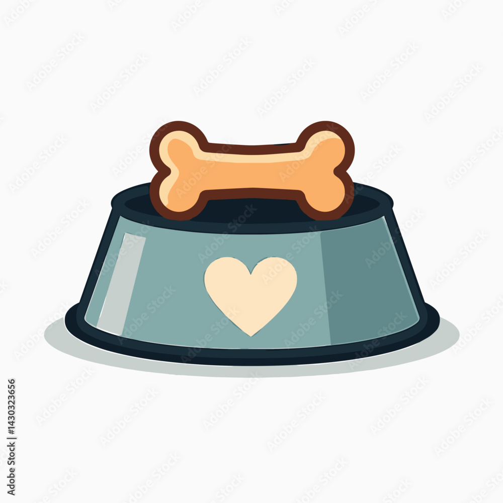 cute dog bone toy on pet feeder with heart design cute dog bone toy on pet feeder with heart design
