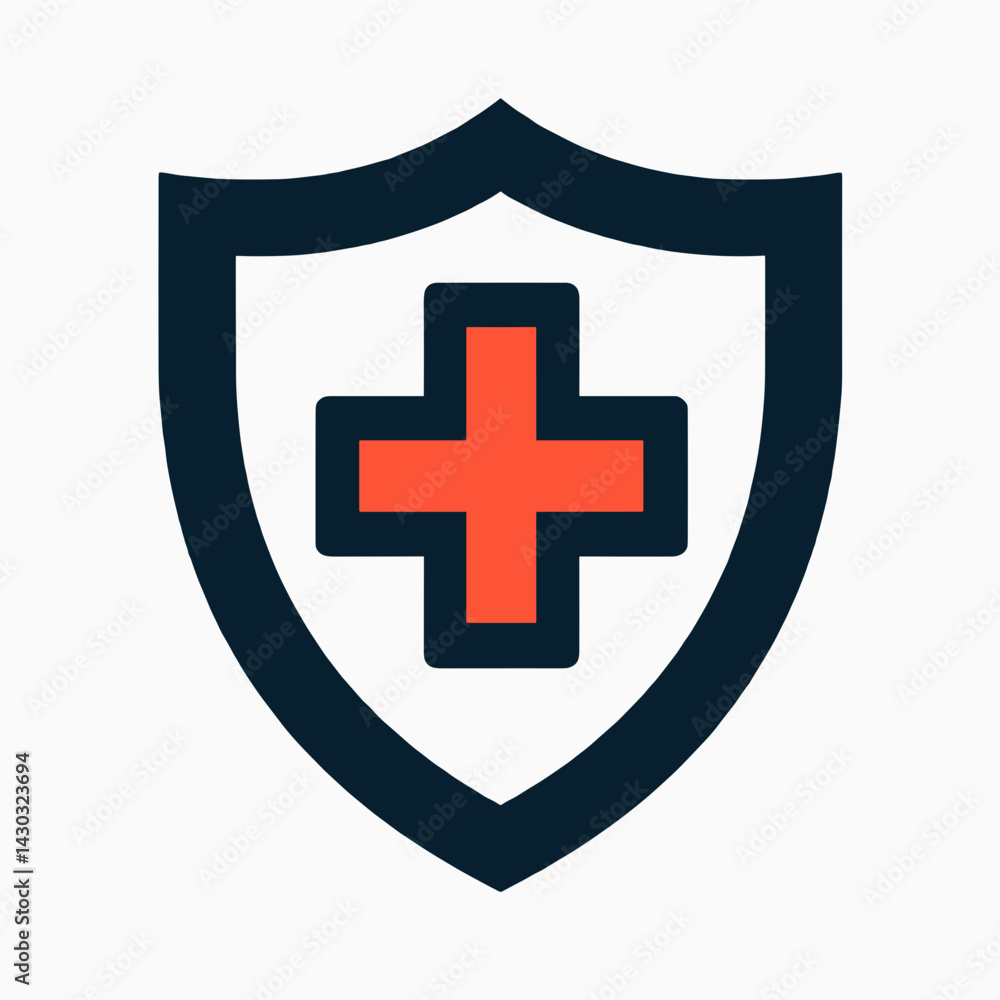 protective medical shield icon with red cross safety healthcare logo design protective medical shield icon with red cross safety healthcare logo design