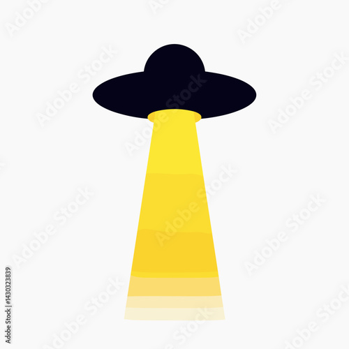 alien abduction illustration with yellow beam