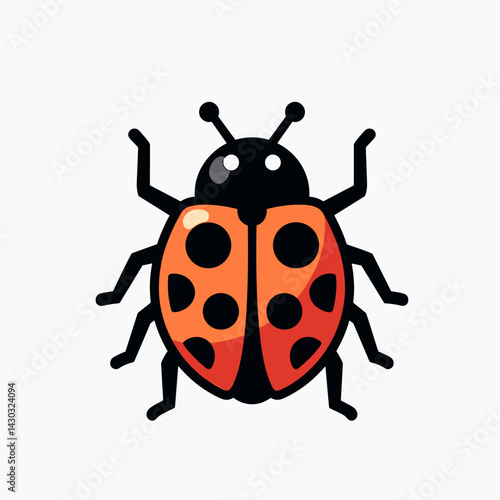vibrant red ladybug with black spots on white background  cartoon illustration