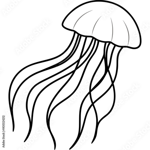 Single-Line Jellyfish Vector Illustration