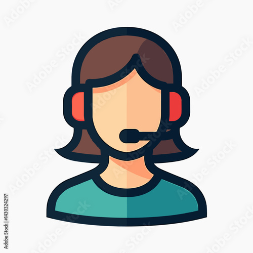modern call center agent with headset icon