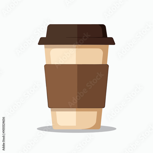 coffee cup illustration with brown coffee and lid