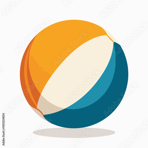 vibrant beach ball with orange, blue, and white stripes