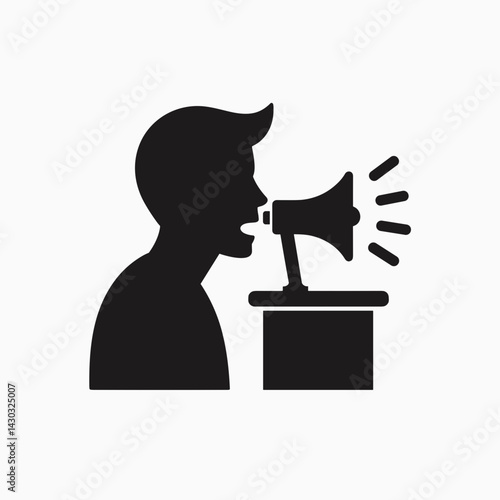 male voice announcer icon with microphone