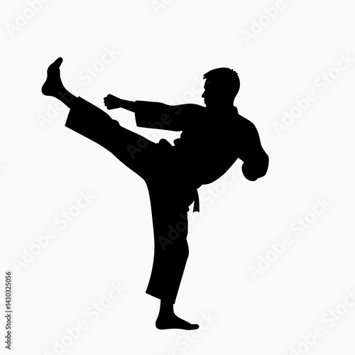 martial arts silhouette kickboxing karate jiujitsu black and white