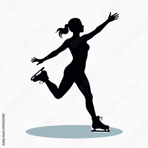 dynamic female figure skater silhouette
