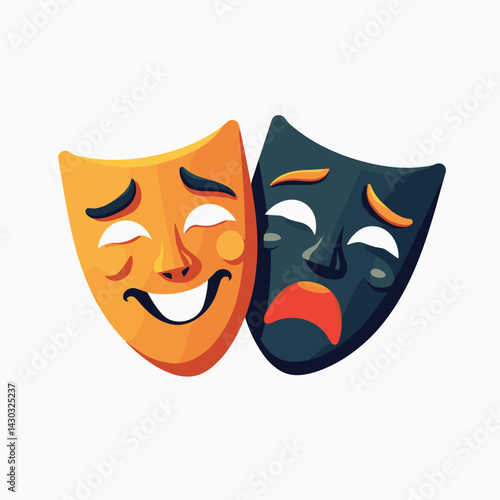 colorful emotional theater masks  yellow smiling  black sad