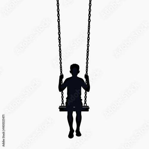 swinging boy silhouette on swing set