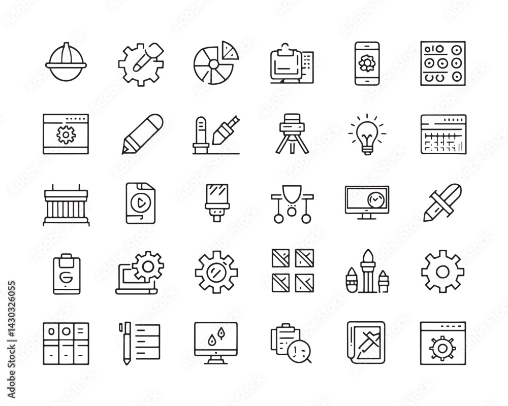 design process   line art Icon Set