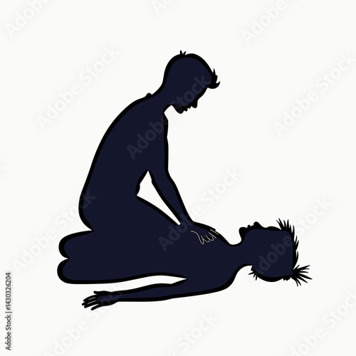 male massage therapist giving relaxing back rub to female client