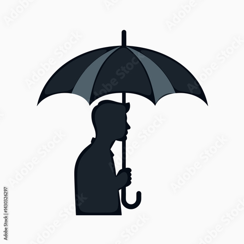umbrella shielding man from rain