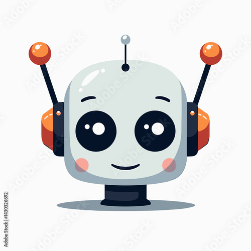cute robot character with orange eyes and gray body