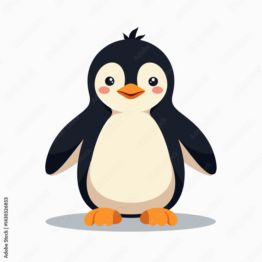 Fototapeta premium cute penguin cartoon character with orange beak