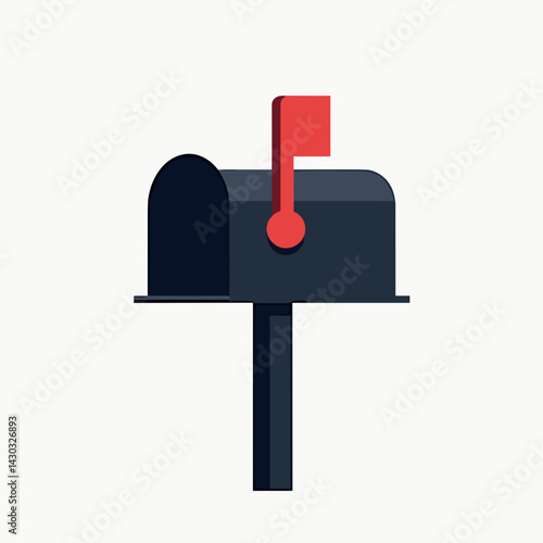 mailbox icon with red flag  digital art illustration