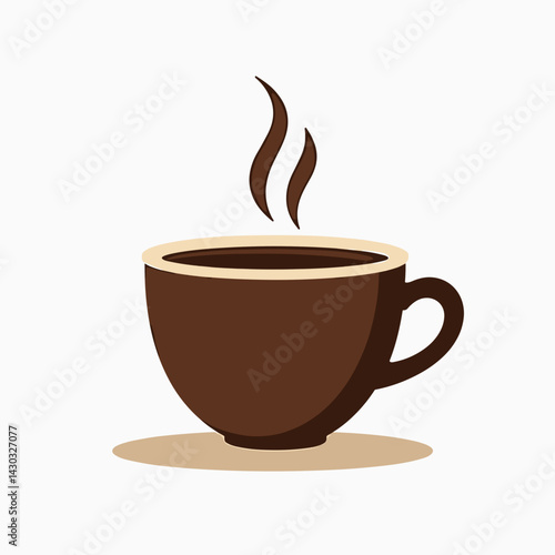 coffee cup icon with steam  brown coffee mug illustration