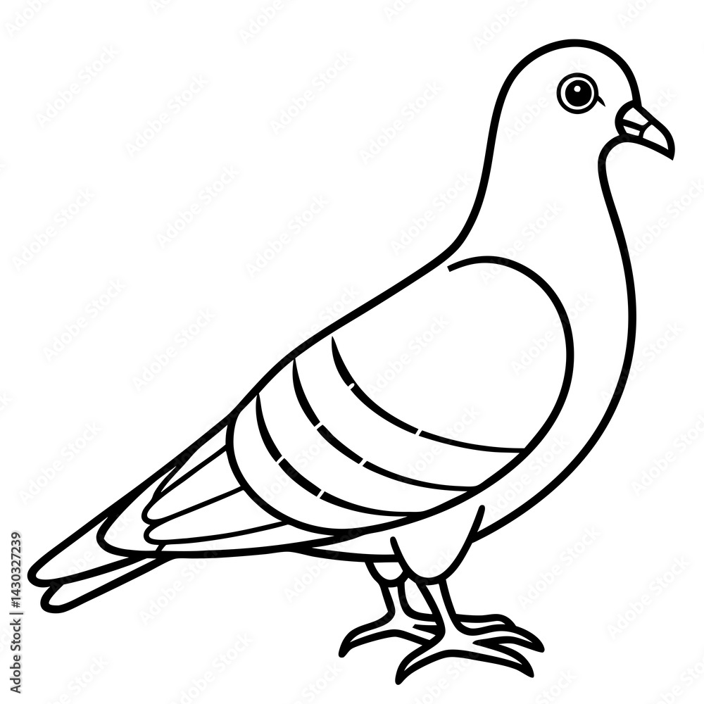 Fototapeta premium Sleek Pigeon Outline Vector Illustration