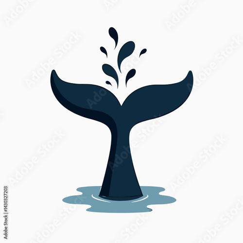whale tail splashing water vector illustration