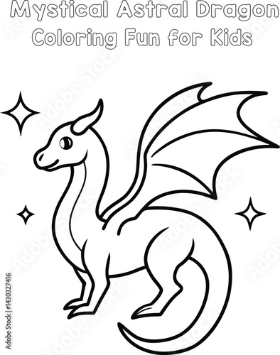 Mystical Astral Dragon Coloring Sheet for Kids – Magical Fantasy Printable Art