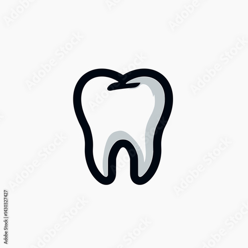dental health icon  tooth illustration with black outline
