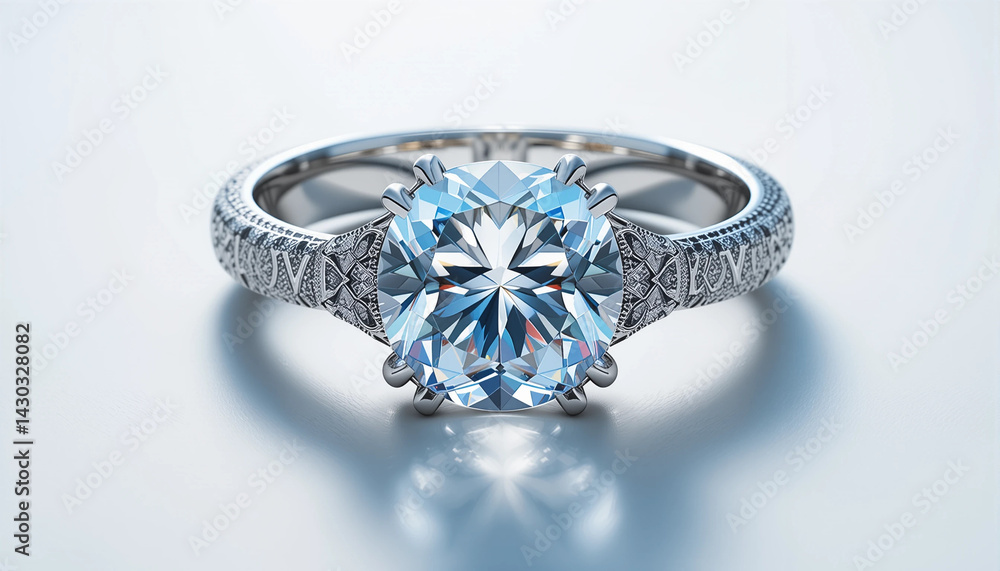 Diamond ring on white surface Diamond ring on white surface