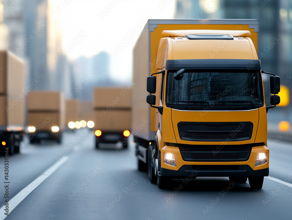 Fototapeta premium smart traffic system coordinating delivery routes in real-time, city logistics innovation