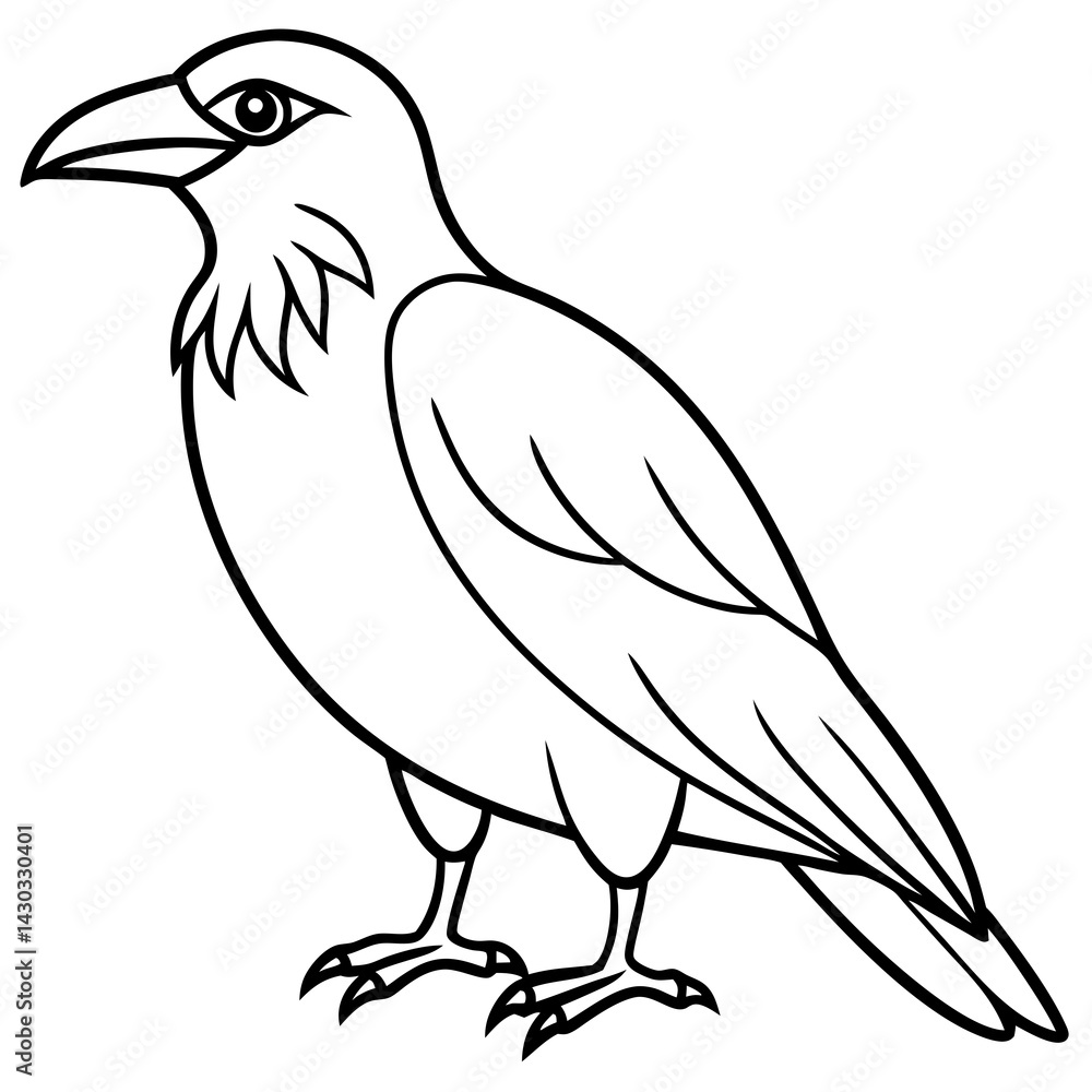 Naklejka premium Stylized Crow Vector with Single Line Art