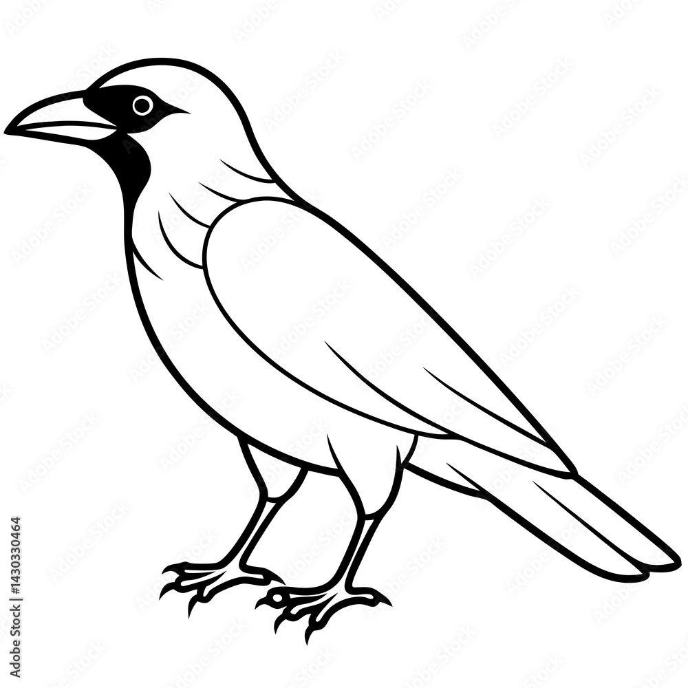 Obraz premium Stylized Crow Vector with Single Line Art