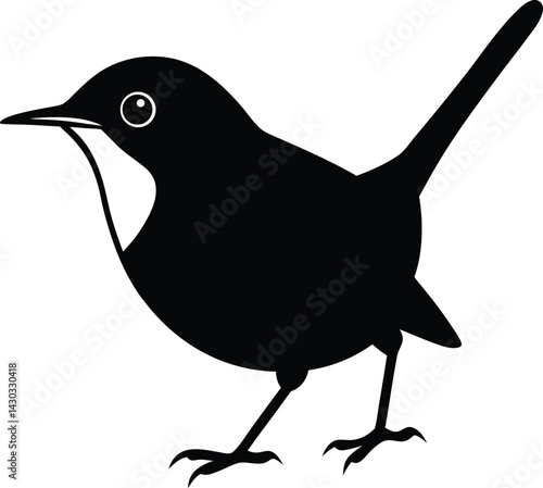 Photos wren silhouette on white background