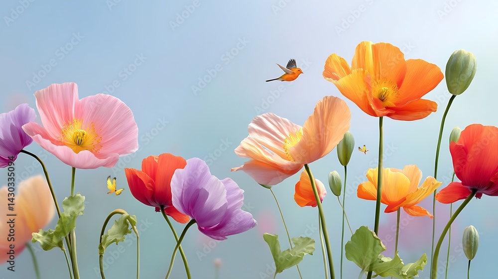 Obraz premium Vibrant Blooming Flowers with Colorful Petals and Soft Background for Nature Lovers and Garden Enthusiasts