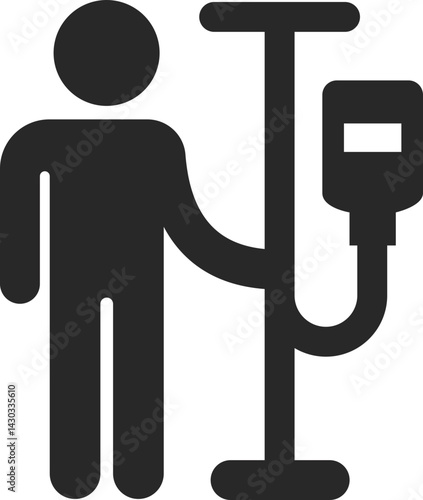 Patient receiving IV drip icon for healthcare illustrations