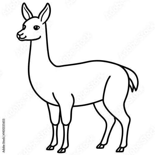 Vicuna in a Single Stroke Vector Design