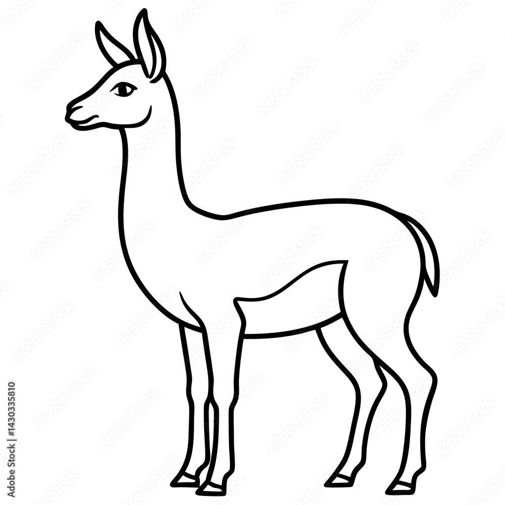 Obraz premium Vicuna in a Single Stroke Vector Design