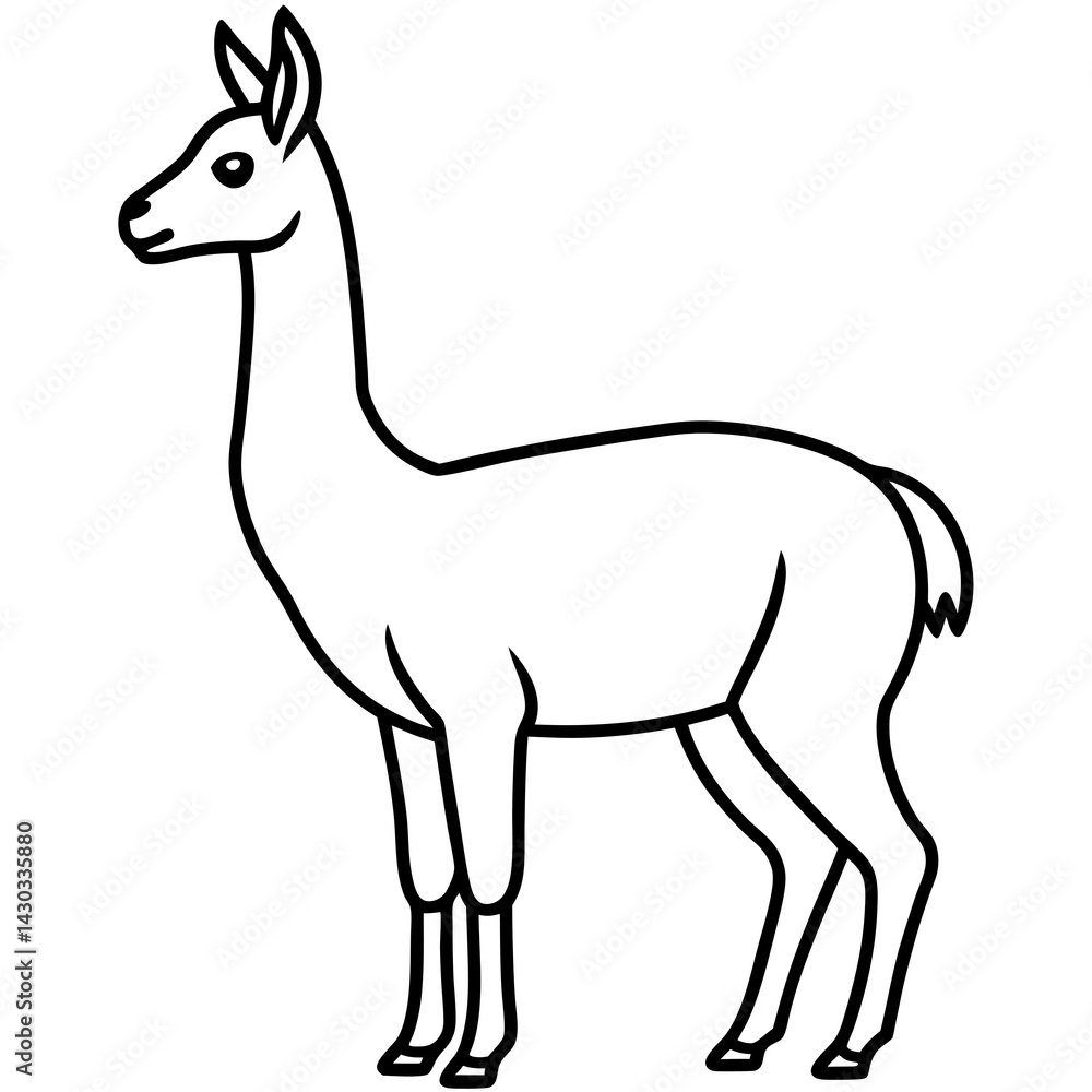 Obraz premium Vicuna in a Single Stroke Vector Design